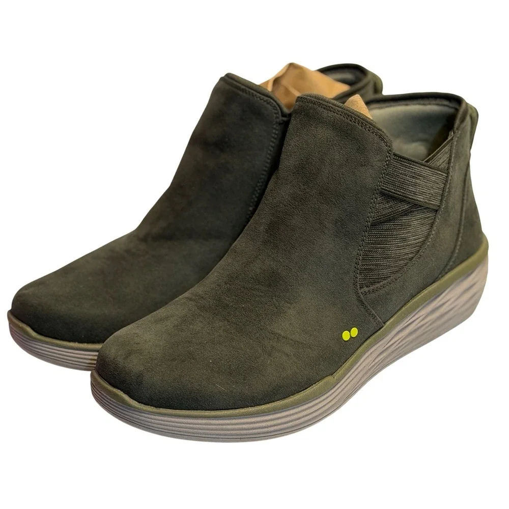 Ryka Noelle 2 Ankle Boots Alpine Green Water Repellent Side Zip Shoes 7.5 Women
